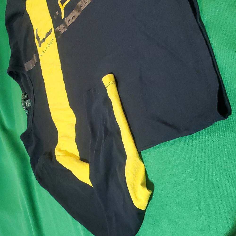 Women's vintage Ralph Lauren black yellow size Large logo long sleeve shirt - Picture 2 of 10